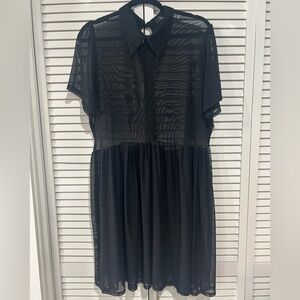 Foxblood Mesh Collared Mini Dress